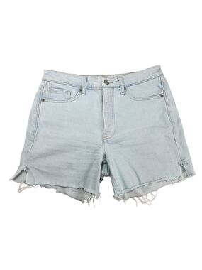 Old Navy OG Straight Denim Shorts Sz 8 High Rise Light Wash Frayed Hem Festival